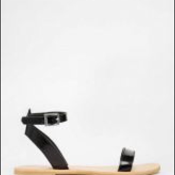 ASOS Fancy Me Leather Sandals Black Sz 7 - Picture 3 of 7